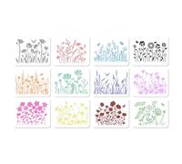 GORGECRAFT 12 Stili di Fiori di Campo Stencil di Plastica Ortensia Giglio Fiore Stencil Primavera Floreale Riutilizzabili Campo Rose Modelli Disegno Botanico Piante di Campo Stencil per Artigianato
