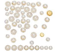 GORGECRAFT 120 Pz Fiore Da Cucire su Strass Perla Scarpa Fiori Oro Artiglio Strass Flatback Base Strass per Danza Costumi Artigianato Abbigliamento Gioielli Abito