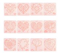 GORGECRAFT 12pcs Cuore Pittura Stencil Foglie Fiori Parole d'amore Modello di pittura per Crafting Matrimonio San Valentino Progetto artistico fai da te