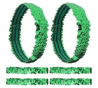 GORGECRAFT 12PCS Fascia per Capelli con Paillettes Elastico Bagliore Elasticizzato Scintilla Scintillio Moda Fascia per Capelli Regolabile Accessori Set per Donne Adolescenti Sport Dance (Verde)