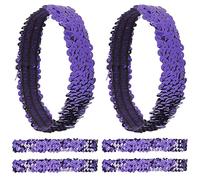 GORGECRAFT 12PCS Fascia per Capelli con Paillettes Elastico Bagliore Elasticizzato Scintilla Scintillio Moda Fascia per Capelli Regolabile Set di Accessori per Donne Adolescenti Sport Dance (Viola)