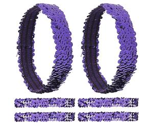 GORGECRAFT 12PCS Fascia per Capelli con Paillettes Elastico Bagliore Elasticizzato Scintilla Scintillio Moda Fascia per Capelli Regolabile Set di Accessori per Donne Adolescenti Sport Dance (Viola)