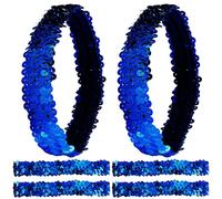 GORGECRAFT 12PCS Fascia per Capelli con Paillettes Elastico Glow Stretch Sparkle Glitter Moda Regolabile Accessori per Capelli Set per Donne Adolescenti Sport Dance Party Teams Store(Blu)
