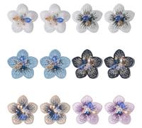 GORGECRAFT 12pz 6 colori 3D Fiore Applique con Perline di Vetro Floreale Toppa Da Cucire Toppa Decorativa Ricamata In Tessuto per Jeans Giacche Abbigliamento Scrapbooking Scarpe Zaino Artigianato