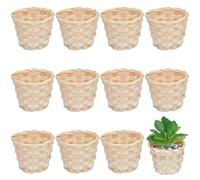GORGECRAFT 12pz 7.7 x 6cm Mini Cestini In Bambù Intrecciato Vimini Pasqua Scrivania Primavera Uova Picnic Organizzatore Fiori Caramelle Regali Piccolo Cestino Decorativo All'Ingrosso Bomboniere di Mat
