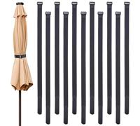 GORGECRAFT 12pz 83cm Patio Umbrella Wind Strap Nero Poliestere Multiuso Riutilizzabile Autoadesivo Regolabile Fissaggio Fissaggio Parasole Stabilizzatore Giù Cinghie di Legatura per Grandi Forniture
