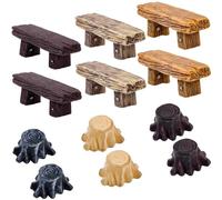GORGECRAFT 12pz Mini Panchina in Resina Mini Ceppo di Radice Artificiale Mini Mobili da Giardino delle Fate Panchine da Parco Ornamento per Terrari di Muschio Micro Paesaggio Casa delle Bambole