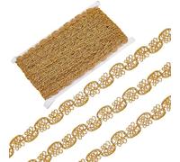 GORGECRAFT 13.5 m Nastro di Pizzo Intrecciato Metallizzato 13.5 mm Filato Oro Gimp Trim Decorato Poliestere Piatto Trim Striscia Curva Venezia Bordo Artigianale Cucito Pizzo Abbellimenti