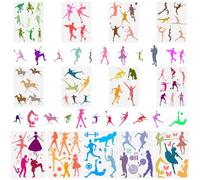 GORGECRAFT 13pz Set di Stencil da Disegno per Balletto Sportivo Riutilizzabili per Pittura Plastica Bianca Grandi Figure Umane Modelli di Pittura per Pareti in Legno Tessuto Piastrelle Pavimento