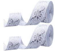 GORGECRAFT 14m X 3.3cm Nastro Jacquard Grosgrain Nastro Metallico Etnico Ricamato Raso Rotolo Tessuto Boho Floreale Cucito Fettuccia Avvolgimento Cinghia Trim per Artigianato per La Casa Tende