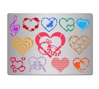 GORGECRAFT 14x19 cm Stencil in Metallo A Cuore Fiocco Dell'Amore Anello con Diamanti Gazza Pittura Quadrata in Acciaio Inossidabile Goffratura Decorazione Strumento di Pittura Modello per Bruciare