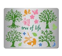 GORGECRAFT 14x19cm Albero Della Vita Stencil In Metallo Farfalla Pittura Modelli Riutilizzabili Uccelli Modello Stencil Decorazione Modello In Acciaio Inossidabile Strumento per Pirografia su Legno