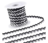 GORGECRAFT 15 m RIC Rac Trim 5 mm Frange Piegate Bicolore Scintillanti Nastro Nero Filo Metallico Treccia Bordo Ondulato Nastro Intrecciato Pizzo per Artigianato Fai-Da-Te Collane Bracciali Creazione
