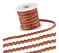 GORGECRAFT 15 m X 5 mm Rick Rack Trim Nastro Ondulato Bicolore Scintillante Frange Piegate Filo Rosso Oro Filo Metallico Treccia Pizzo Bordo Ondulato Tessuto per Artigianato Fai-Da-Te Creazione