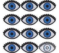 GORGECRAFT 15 Pz Blue Eye Iron On Patch Ricamato Patch Applique Sew On Eyes Bulbo Oculare Ricamo Goth Punk Retro Appliqued Panno Distintivo per Abbigliamento Accessori Jeans Cappelli Borse Giacche