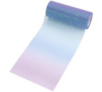 GORGECRAFT 15cmX9m Arcobaleno Glitter Rotolo di Tulle Rete di Tulle Sfumata Bobina di Tessuto Nastro Decorativo per Cucito Artigianale per Tavolo Sedia Fiocco Tutù Gonna Halloween Compleanno Blu