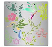 GORGECRAFT 16*16cm Stencil Colibrì Uccelli Modelli Stencil per Diario In Metallo Strumento Riutilizzabile In Acciaio Inossidabile per Pirografia su Legno e Incisione Scrapbooking Artigianato Fai Da Te