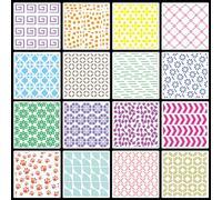 GORGECRAFT 16 pz 15x15 cm Stencil per Pittura Geometrica Texture Mista Modello Media Stratificazione Zampa Stampa Motivo Floreale Stencil Da Disegno Riutilizzabili per Pareti In Legno Piastrelle
