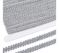 GORGECRAFT 16m*10mm Pizzo Metallico Ricamato Argento Intrecciato Bordo Millepiedi Nastro Applique Gimp Bordi Intrecciati Passamaneria per Cucito Halloween Casa Matrimonio Decorazione Artigianato