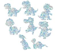 GORGECRAFT 16pz 8 stili Dinosauro Finestra Si Aggrappa Adesivi Statici Arcobaleno per Finestre 3D Decorativo Non Adesivo Vetro Pellicola Vinilica Macchiata Al Laser Animali Decalcomanie per Porte