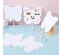 GORGECRAFT 16pz Ventagli di Carta Bianchi Ventagli Portatili Ventagli Fai da Te Vuoti Ventaglio di Pittura A Forma di Farfalla Ornamento Portatile con Manico in Plastica per Feste di Matrimonio