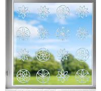 GORGECRAFT 16pz Vetrofanie Mandala Fiore della Vita Vetrofanie Anti-Collisione Vetrofanie Arcobaleno Adesivi Suncatcher Pellicola Prismatica Laser per Porta Scorrevole in Vetro Prevenire Gli Colpi