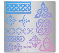 GORGECRAFT 16x16cm Stencil In Metallo Nodo Celtico Triquetra Simbolo Vichingo Modello Wicca Stencil Decorazione Corda Nodo Modello Riutilizzabile In Acciaio Inossidabile per Parete Artigianale
