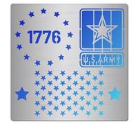 GORGECRAFT 16x16cm Stencil In Metallo per Il Giorno Dell'Indipendenza Bandiera Americana 50 Stelle e 13 Stelle 1776 Modelli In Acciaio Inossidabile Dell'Esercito USA per Incisioni su Legno Creazione