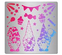 GORGECRAFT 16x16cm Stencil Natalizia in Metallo Gnomo Babbo Natale Stella Caramella Ornamenti per Torta Modello in Acciaio Inossidabile Piccolo Stencil per Diario per Incisioni su Legno Artigianato