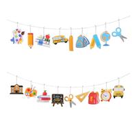 GORGECRAFT 18pz di Striscioni di Bentornato A Scuola Borsa per Autobus Scolastico Libri Matita Sfondo da Parete per Festa di Benvenuto con Cordoncino di Iuta per Il Primo Giorno di Scuola Aula