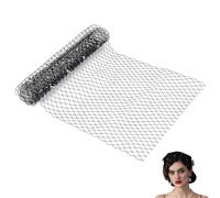 GORGECRAFT 1mx21cm di Strass Rete A Rete Tessuto Gabbia per Uccelli Velo Da Sposa Francese Rombo Fascia Modisteria Sposa Retina per Capelli Copricapo Cappello Decorazione per Matrimonio Tea Party Nero