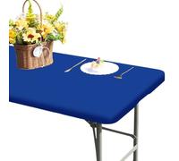GORGECRAFT 2 confezione di Tovaglia Rettangolare In Tessuto Elastico Impermeabile Picnic Adatta A Tavoli Pieghevoli Da {60} cm Lavabile e Pulibile Ideale Campeggio Banchetti All'Aperto (Blu Medio) 183