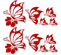 GORGECRAFT 2 Fogli Adesivi Riflettenti A Farfalla Rossa Hawaiana per Auto Adesivi in Pet Impermeabili per Paraurti Esterni Adesivi per Auto da Donna per Auto Camion SUV Decorazioni da Parete Laptop