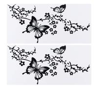 GORGECRAFT 2 foglio Farfalla Set di Decalcomanie per Auto Farfalle Che Baciano Fiori Decalcomania per Auto Vinile Adesivo Impermeabile Adesivi per Da Donna Decorazione Esterna Automobilistica Nero