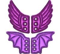 GORGECRAFT 2 Paia 2 Stili Ali per Scarpe Accessorio Panno Viola Ali D'Angelo Ciondoli Decorazioni per Scarpe Pizzo per Halloween Stivali Pattini Scarpe Da Ginnastica Tela Sport Roller PU Scarpe Punk