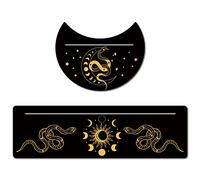 GORGECRAFT 2 Pezzi Porta Carte Tarocchi in Legno Porta Carte Tarocchi Nero 5" a Forma di Luna e 10" Carte Tarocchi Rettangolari in Legno Porta Altare Espositore Strumenti, Fase Lunare e Serpente