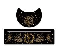 GORGECRAFT 2 Pezzi Porta Carte Tarocchi in Legno Porta Carte Tarocchi Nero 5" a Forma di Luna e 10" Carte Tarocchi Rettangolari in Legno Porta Altare Espositore Strumenti, Luna con Fiori