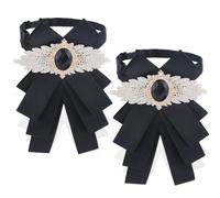 GORGECRAFT 2 pezzo Papillon Pre-Annodato Regolabile con Strass Bowknot Papillon Spille Decorative Cristallo Banchetto Abito Da Sposa Abito Cravatta Colletto Spilla per Uomo Donna Festa Cerimonia Nero