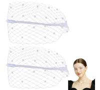 GORGECRAFT 2 Pezzo Velo A Rete Fascia per Capelli Bianco Poliestere Velo da Sposa da Sposa Fascinator Vintage Fascia in Pizzo A Rete Tea Party Copricapo con Velo e Perline di Plastica per Le Donne