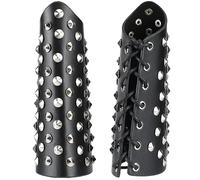 GORGECRAFT 2 pz Bracciale Armatura Polsino Guanto In Pelle Polsino con Rivetti Punte Protezioni per Braccio In Pelle PU Bracciali per Tiro con L'Arco In Pelle Nera per Halloween Giochi di Ruolo Gotico