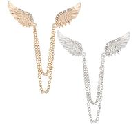 GORGECRAFT 2 pz Clip del Collare Catena di Strass Doppia Ala di Angelo Spilla Pin Pilla Catena Giacca Uomo con Catena Appesa Spilla per La Festa di Nozze Uomini Donne Cappotto Vestito Colletto della