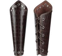 GORGECRAFT 2 pz Protezioni per Braccia in Pelle Medievale Bracciali per Tiro con L'Arco in Pelle Rivetto Lucertola Grana PU Guanti in Pelle Polsino per Halloween Cosplay, Marrone Noce di Cocco