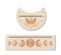 GORGECRAFT 2 PZ Supporto per Carte In Legno per Tarocchi 5" a Forma di Luna e 10" Rettangolari In Legno Tarocchi Supporto per Altare Strumenti di Divinazione Strega Forniture (Fase Lunare e Fiore)
