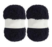 GORGECRAFT 2 Rotoli 200M Morbido Corallo Velluto Filato Ciniglia Soffice Sheerpy Sherpa Pile Uncinetto Cucito Amigurumi Jumbo Filato per Borsa Cappello Sciarpe Vestiti Guanti Tappeto Bambola Nero
