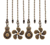 GORGECRAFT 2 Set 4PCS Ventilatore Da Soffitto Catena A Sfera con Perline Catene di Prolunga A Quadrifoglio Prolunga per Plafoniere Lampadina Decorativa Bronzo Antico Ornamenti Pendenti con Connettore