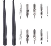 GORGECRAFT 2 Set Dip Pen In Plastica Nero Fluido per Mascheratura Disegno Rigatura Pannello Dritto Linea Accento Penetrazione Calligrafia Antigraffio Immersione Supporto Obliquo Kit Penne