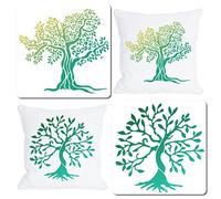 GORGECRAFT 2 Stili Albero della Vita Stencil Modello 11.8x11.8 Pollici Grande Cartello Quadrato Riutilizzabile Casa Fai da Te Arti Artigianato per Pittura su Muro di Legno Scrapbook Carta