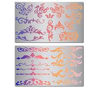 GORGECRAFT 2 stili Metallo Fiori e Viti Stencil Modelli Riutilizzabili In Acciaio Inox Floreale Disegno Vite Journal Stencil per Pittura su Legno Parete Tela Pirografia Incisione