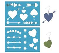 GORGECRAFT 2 Stili Modello A Forma di Gioielli A Cuore Cupido Arco Freccia Stencil 9x13cm Modelli per Orecchini A Punti Riutilizzabili Amore Gioielli Design Stencil per Pittura Pelle Taglio Orecchini