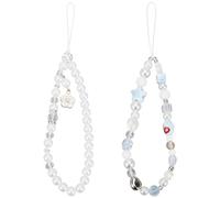 GORGECRAFT 2 Stili Perle Perline Telefono Lanyard Cinturino da Polso Cristallo Stella Cuore Perline Distanziatore Cellulare Custodia Ciondolo Cordino Anti-Smarrimento Portachiavi Cinghie da Polso